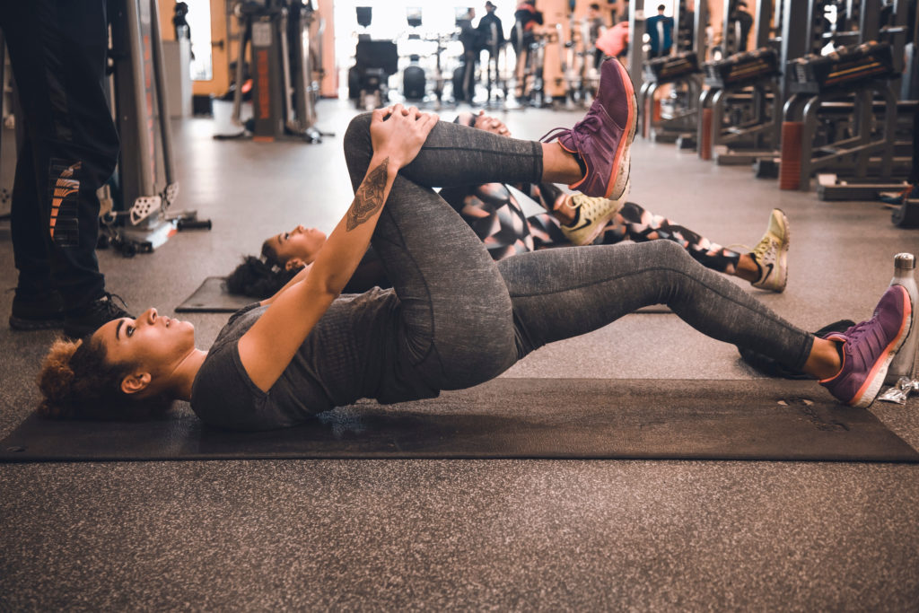 girl is doing exercises 