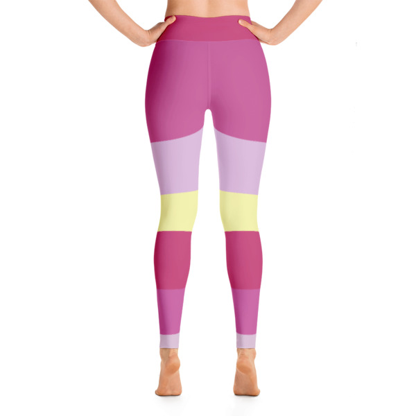 Colored Striped Yellow Pink Yoga Leggings