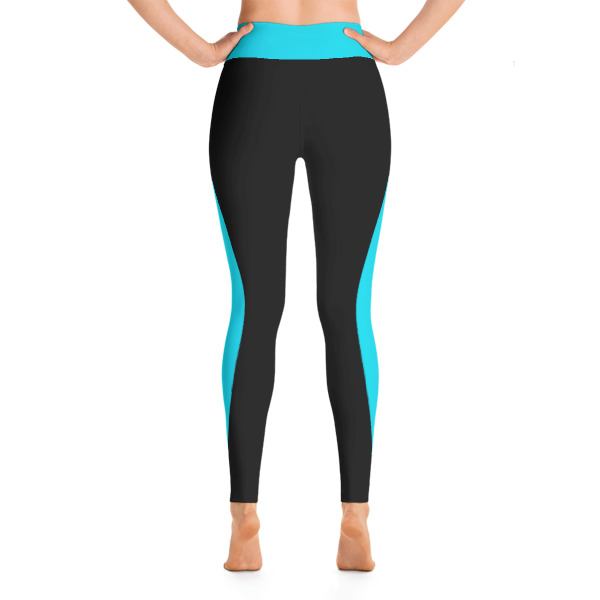 Vertical Striped Black Blue Yoga Leggings