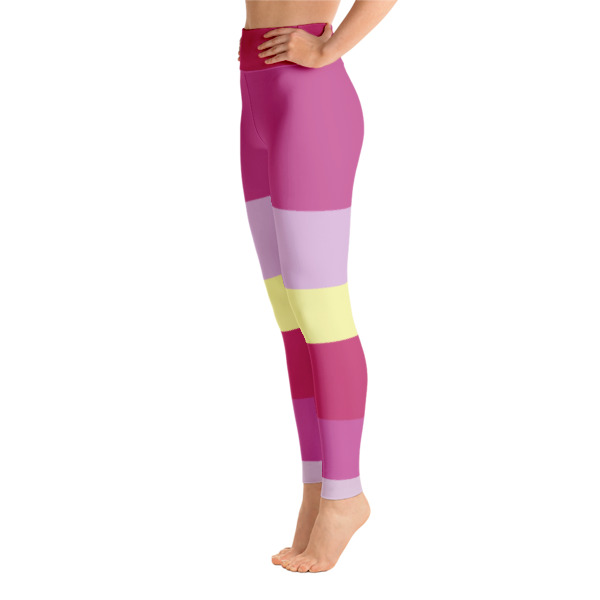Colored Striped Yellow Pink Yoga Leggings