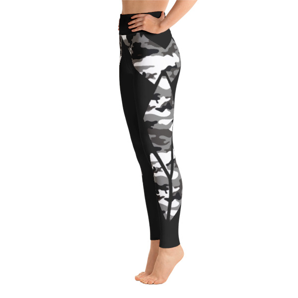 Striped Green-Black Camouflage Yoga Leggings