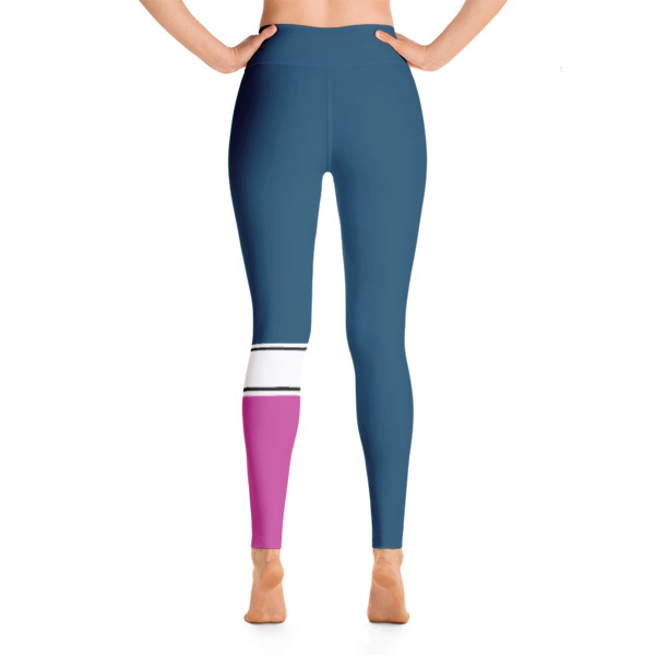 Striped Blue Pink Asymmetry Yoga Leggings