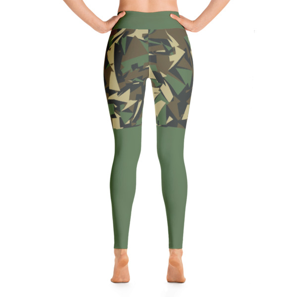 Patterned Camo Shorts Black Yoga Leggings