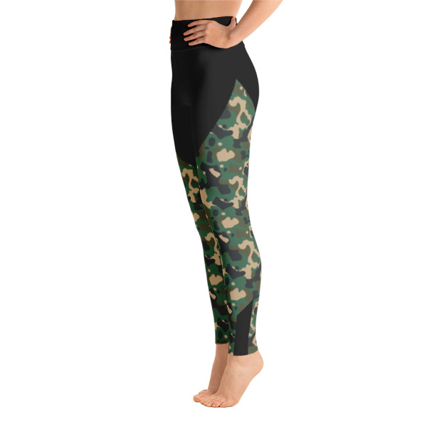 Patterned Camo Capri Green-Black Yoga Leggings
