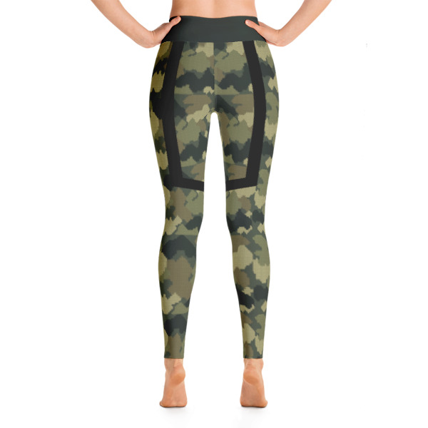 Striped Camo Capri Green Yoga Leggings