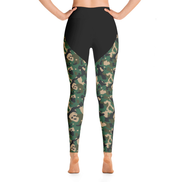 Patterned Camo Capri Green-Black Yoga Leggings