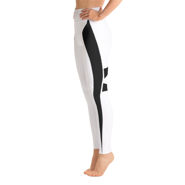 Striped White-Black Yoga Leggings