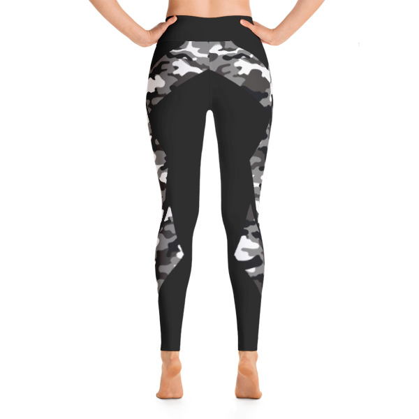 Striped Green-Black Camouflage Yoga Leggings
