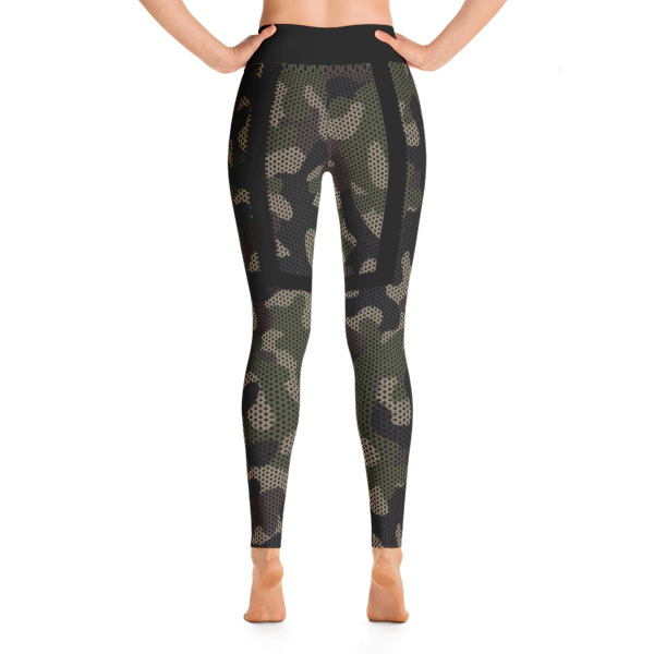 Striped Camo Capri Black Yoga Leggings
