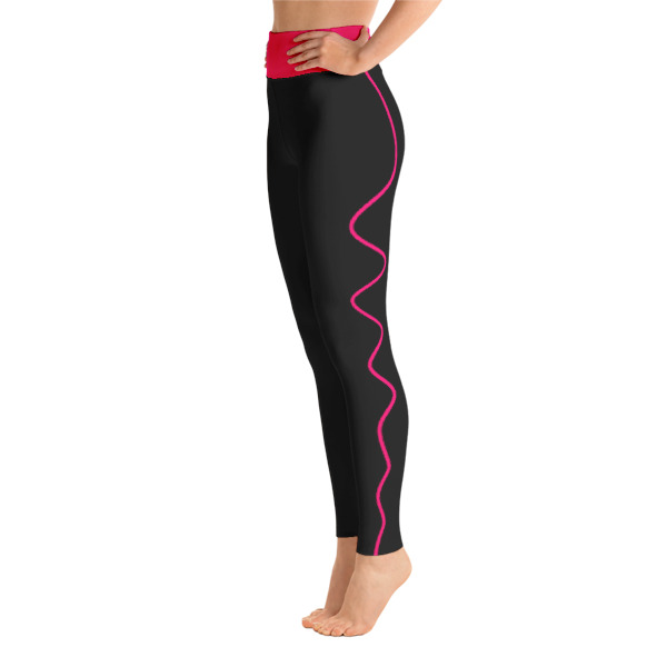 Pink and Black Striped Yoga Leggings