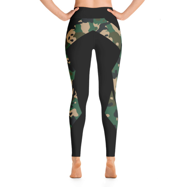 Striped Green-Black Camouflage Yoga Leggings