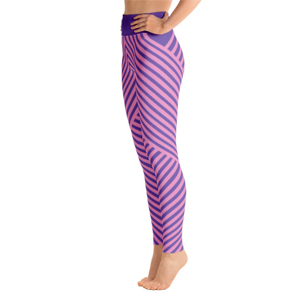 Striped Symmetry Running Purple For Girls Yoga Leggings