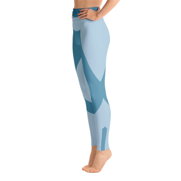 Patterned Blue Athletic Yoga Leggings