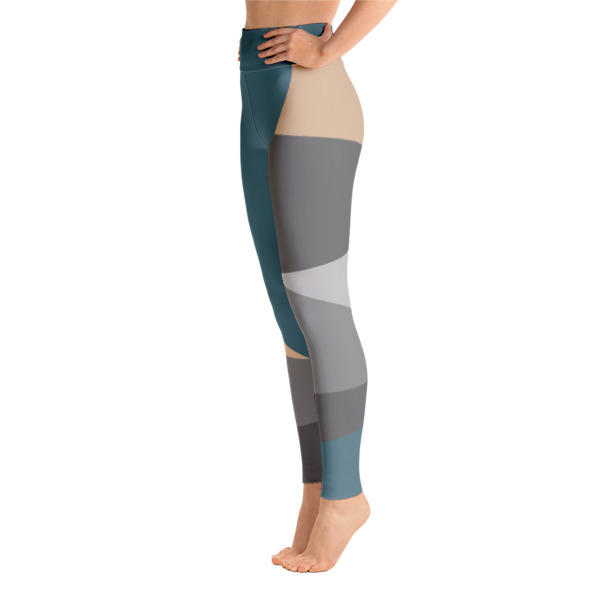 Colorful Blue Gray Athletic Workout Yoga Leggings
