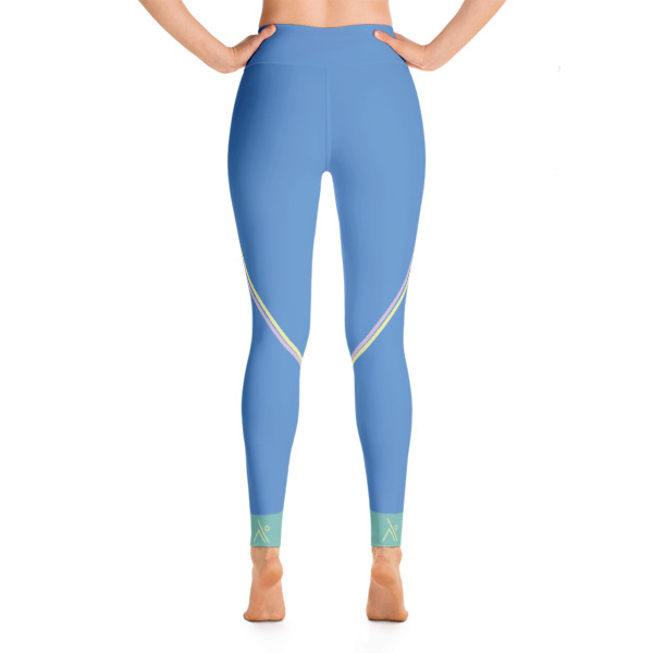 Striped Athletic Blue – Green Yoga Leggings