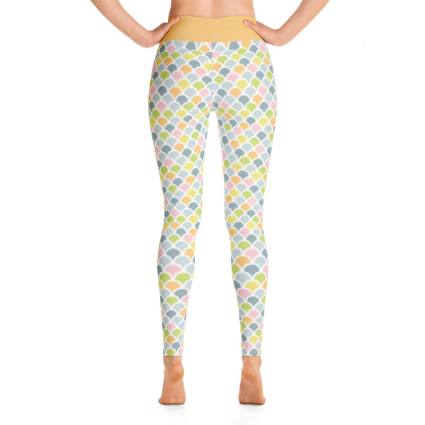 Mermaid printed on Yellow Yoga leggings