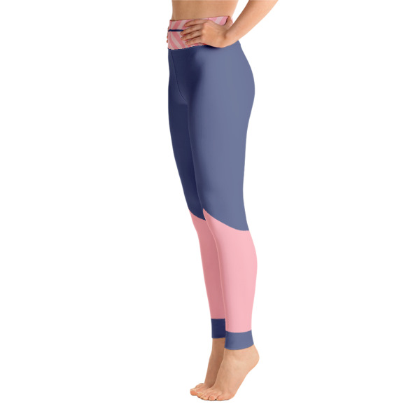 Colorful Blue Pink Athletic Yoga Leggings