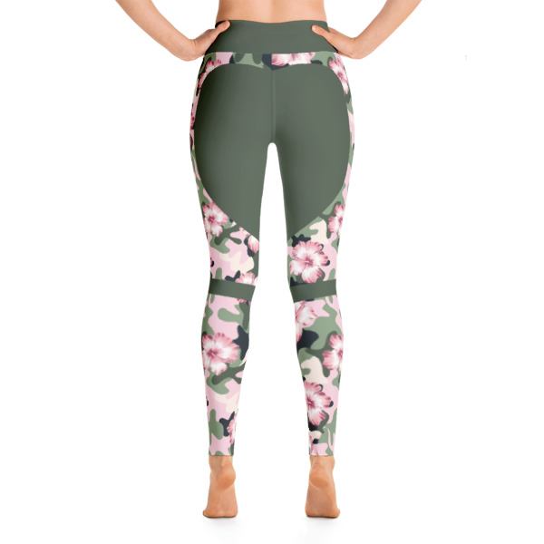 Colorful Flowers Camouflage Pink – Green Yoga Leggings