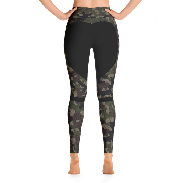 Colorful Camouflage Green-Black Yoga Leggings