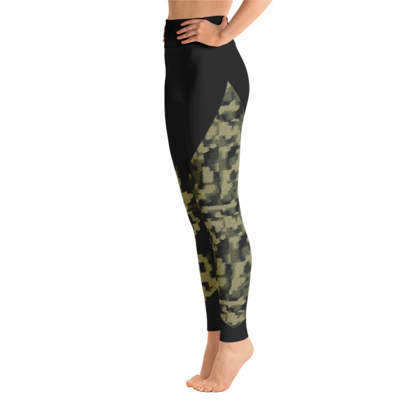 Patterned Army Green Athletic Yoga Leggings