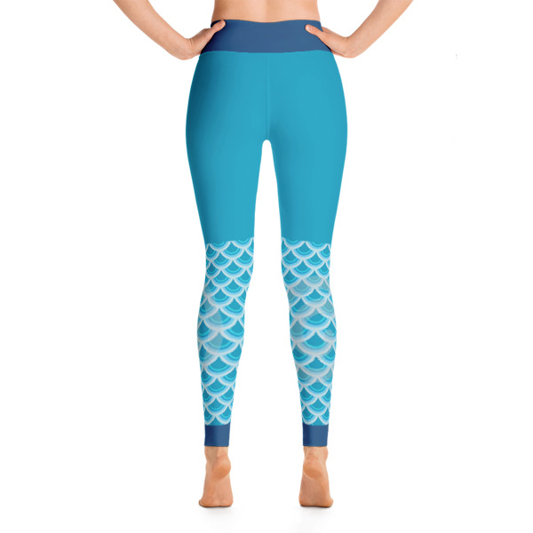 Mermaid printed on Blue Yoga leggings