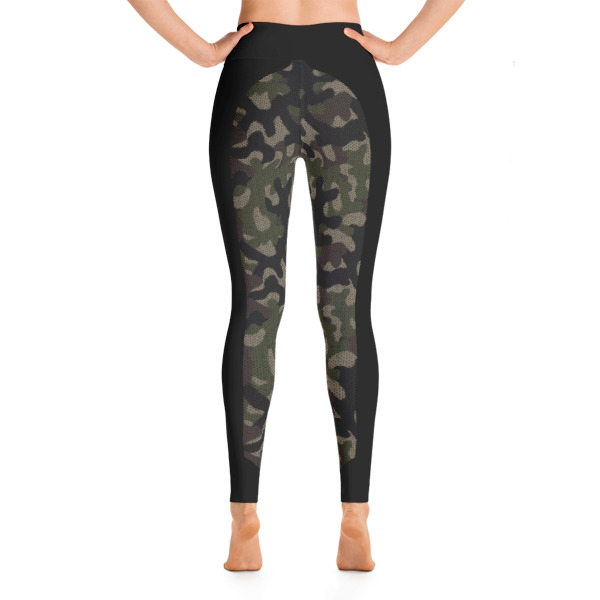 Patterned Camouflage Black-Green Yoga Leggings