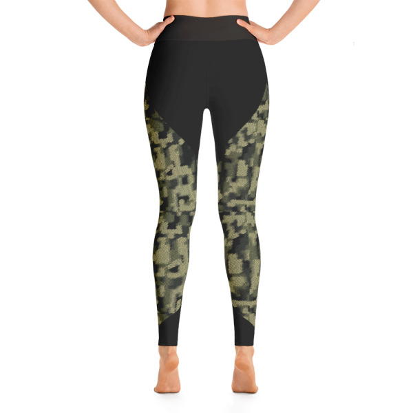Patterned Army Green Athletic Yoga Leggings