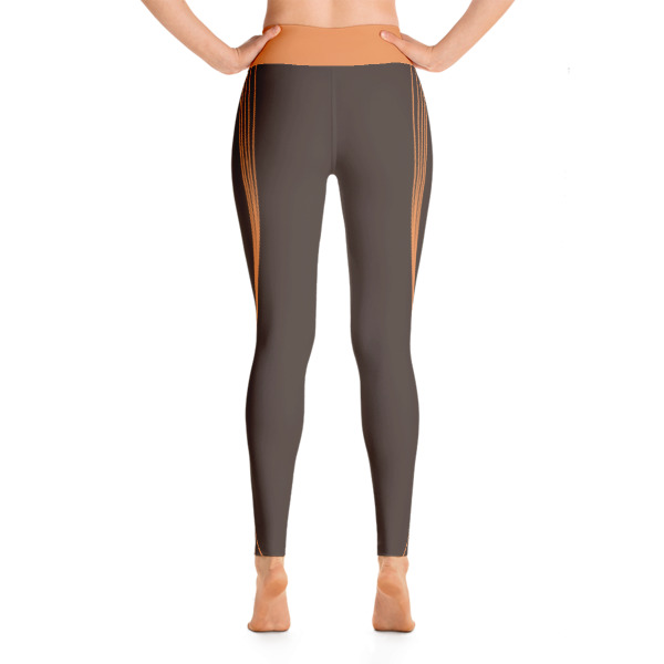Womens Striped Brown Athletic Yoga Leggings