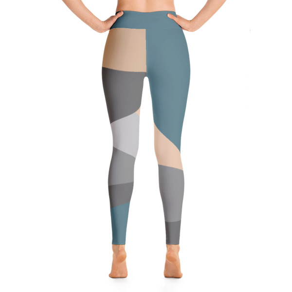 Colorful Blue Gray Athletic Workout Yoga Leggings