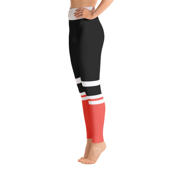 Colorful Striped Black Workout Yoga Leggings