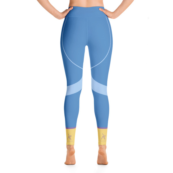 Colorful Abstract Blue Yellow Yoga Leggings