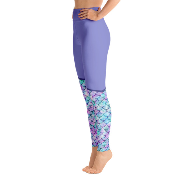 Colorful Mermaid Purple Shorts Yoga Leggings