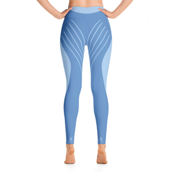 Striped Symmetry Blue Athletic For Girls Yoga Leggings