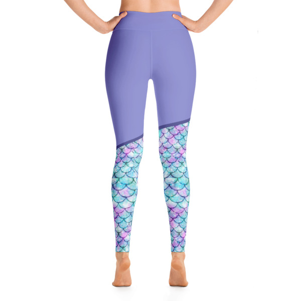 Colorful Mermaid Purple Shorts Yoga Leggings